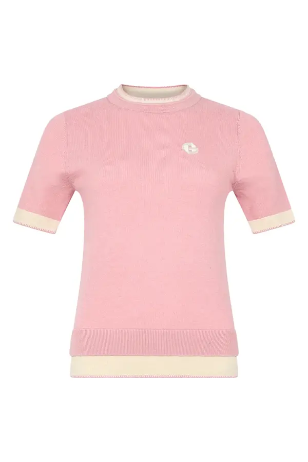 Two-tone Crewneck Sweater - Pink Bleached / Chalk