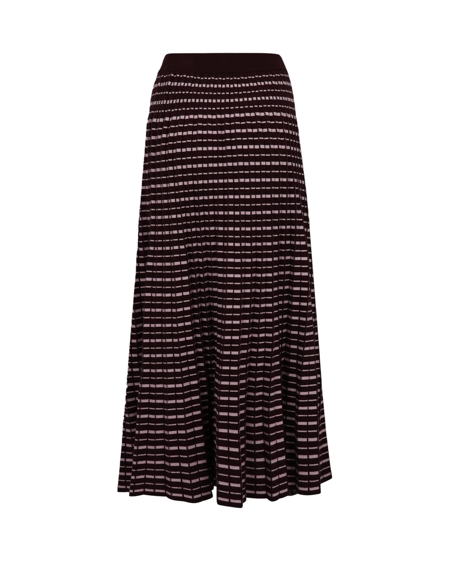 Pleated Knitted Skirt - Brown / Pink