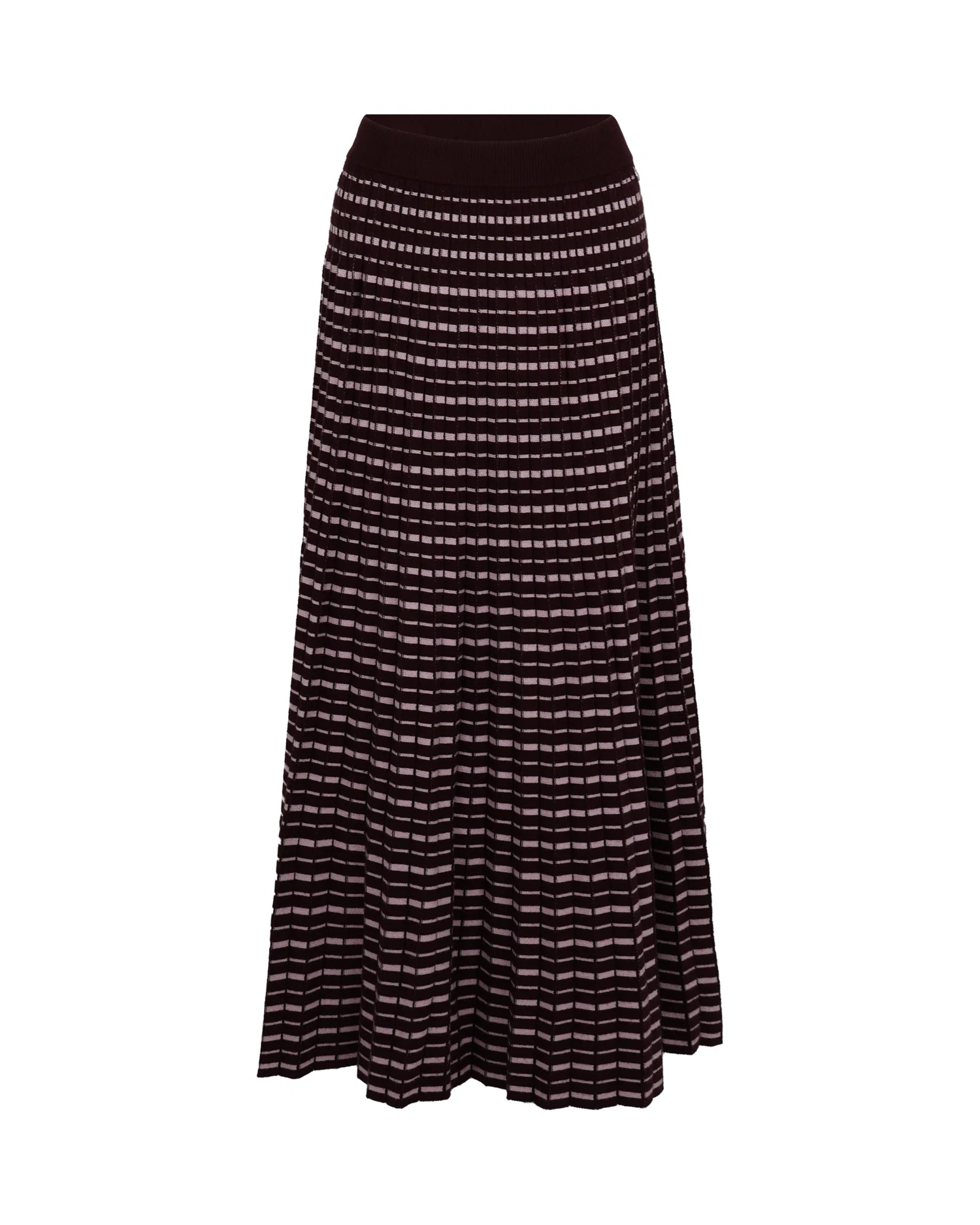 Pleated Knitted Skirt - Brown / Pink