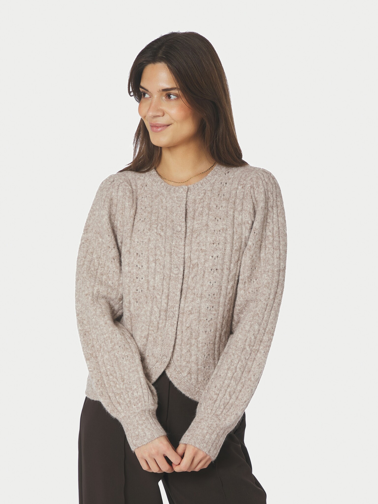 Koteas Cable Knit Cardigan - Beige Melange