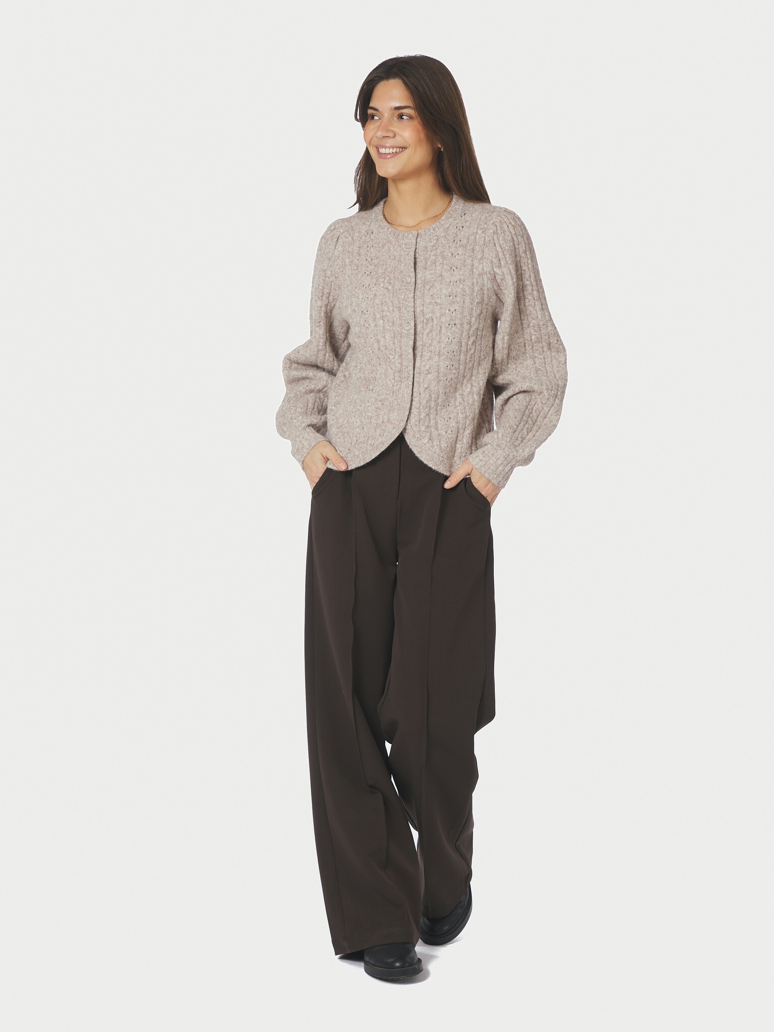 Koteas Cable Knit Cardigan - Beige Melange