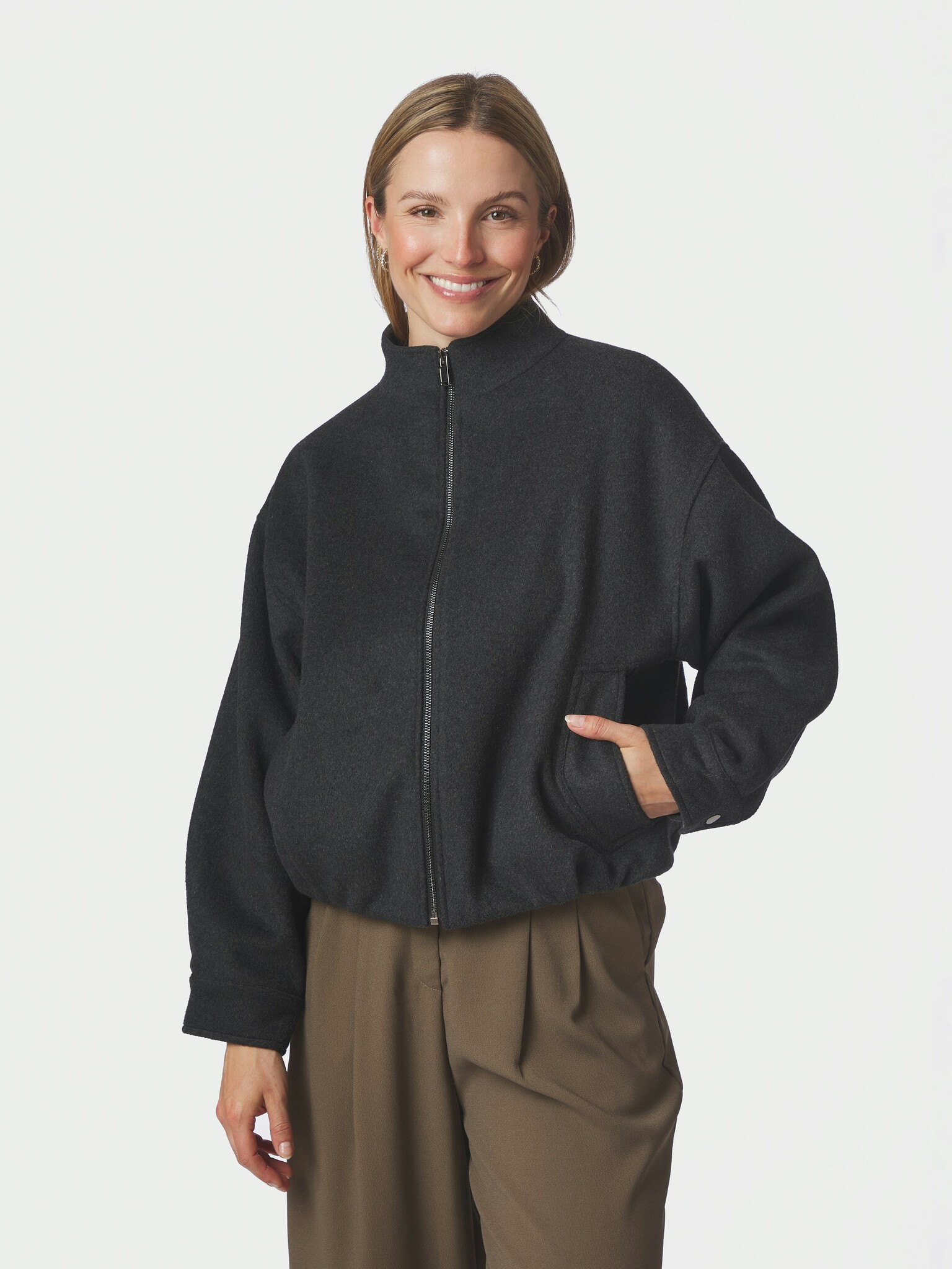 Florine Wool Bomber Jacket - Antracit