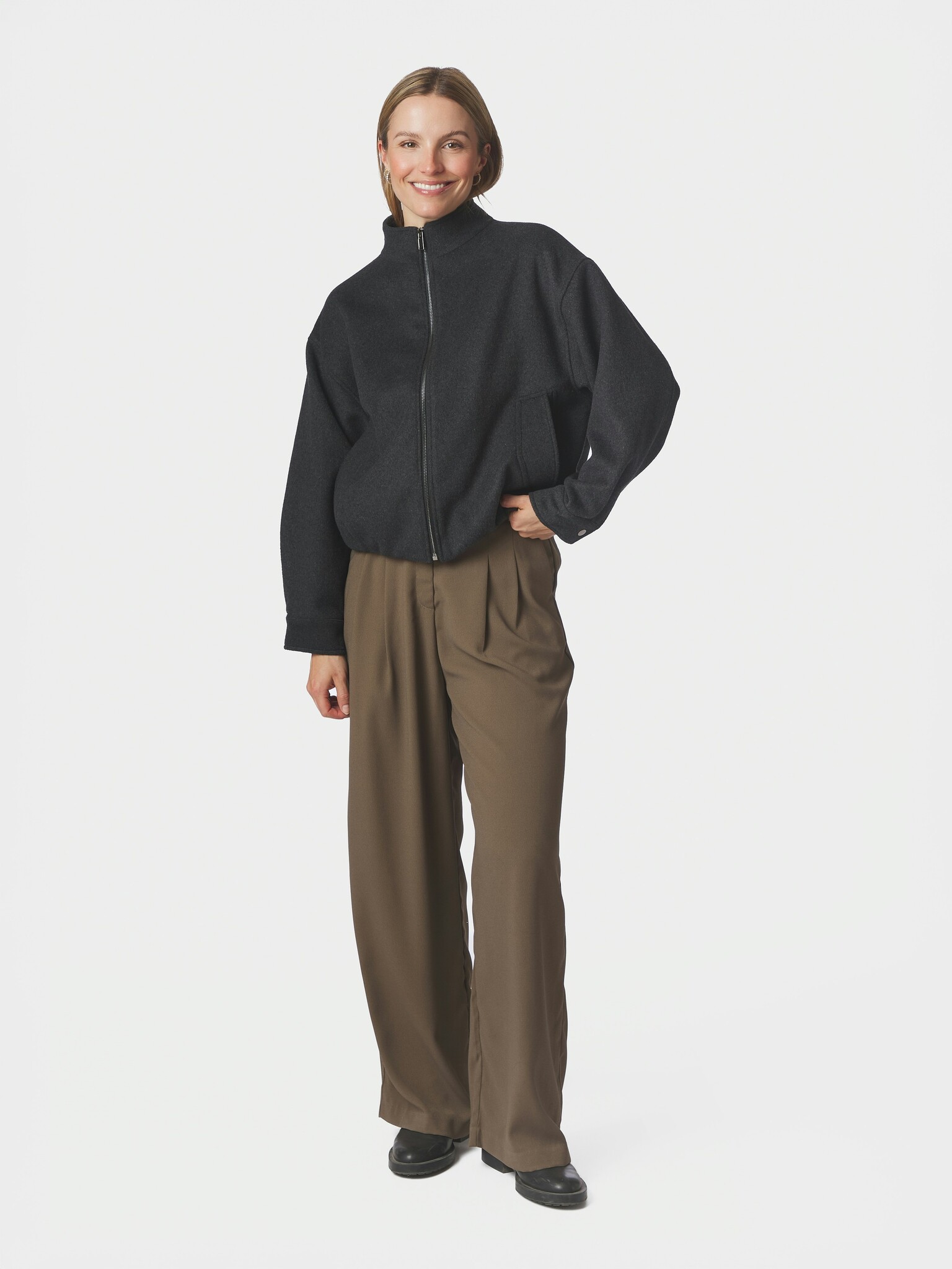 Florine Wool Bomber Jacket - Antracit