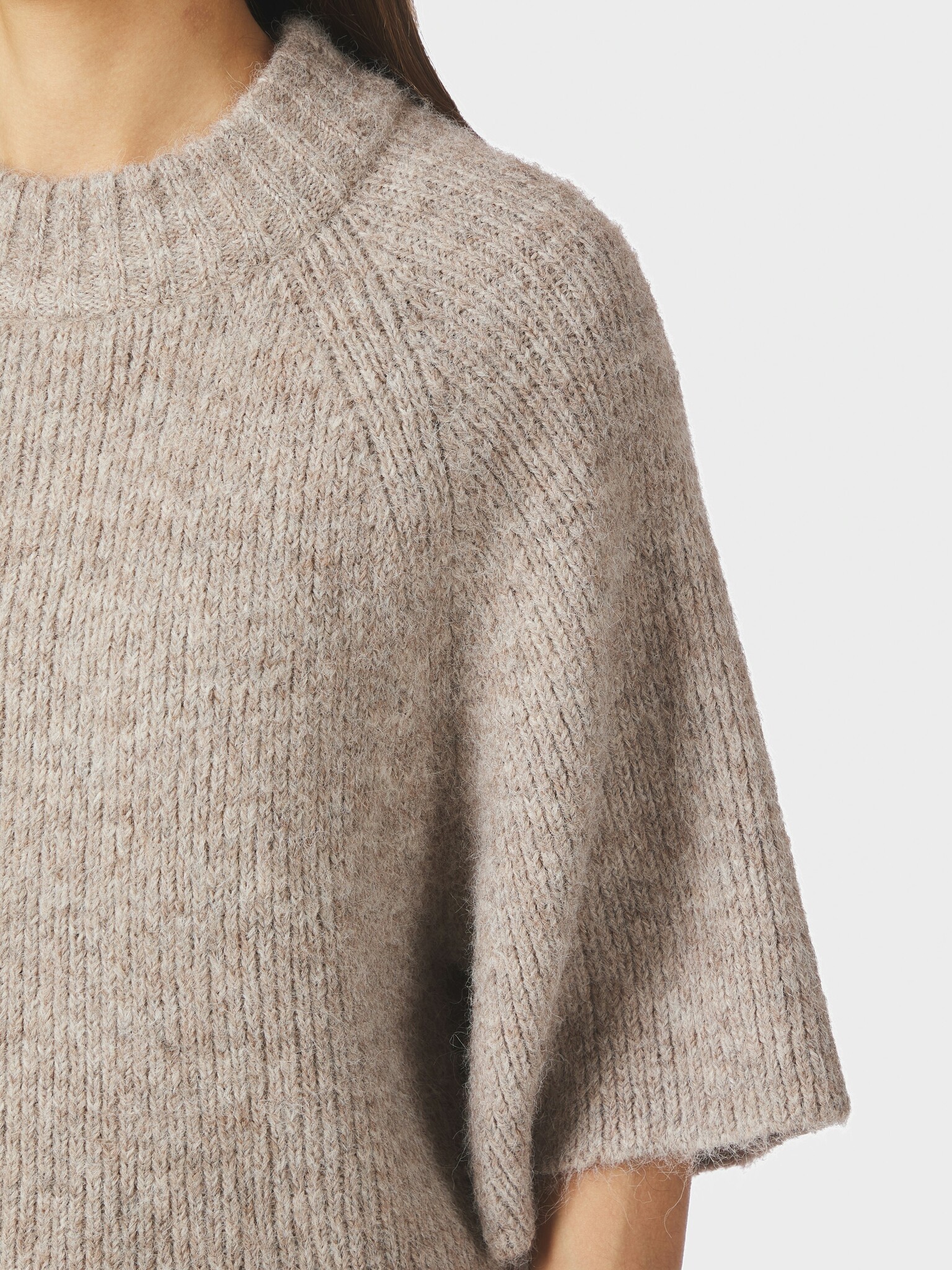 Bandi Fluffy Knit Blouse - Beige Melange