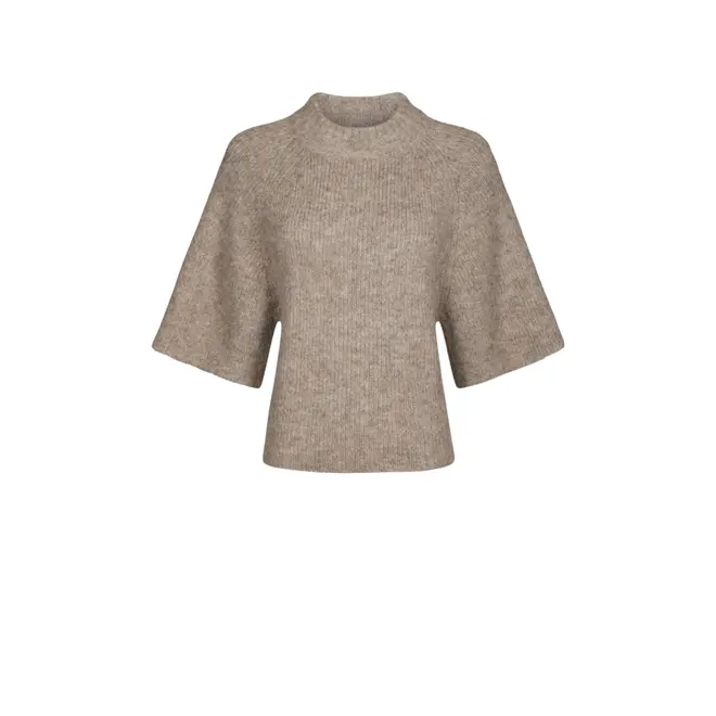 Bandi Fluffy Knit Blouse - Beige Melange