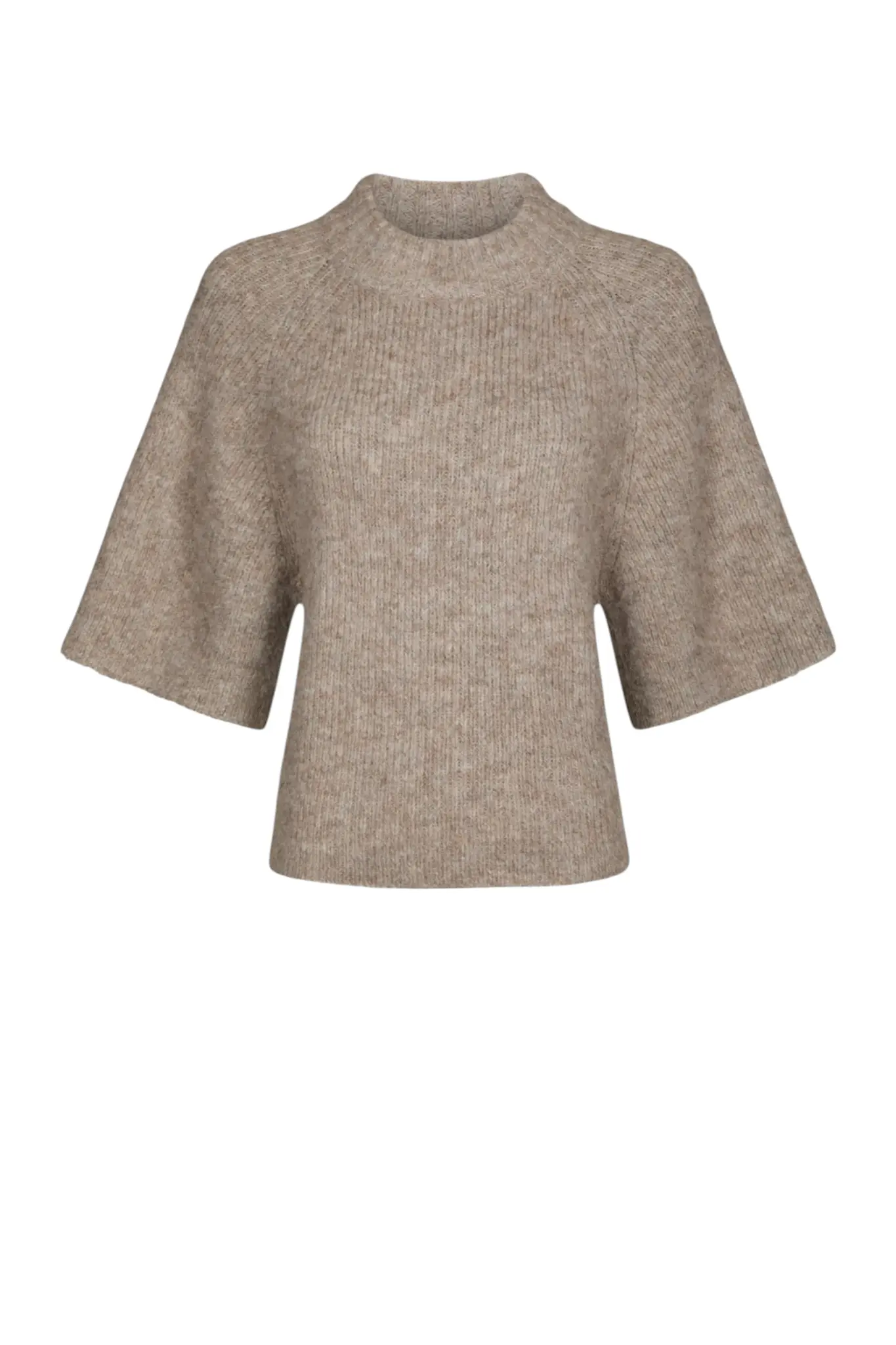 Bandi Fluffy Knit Blouse - Beige Melange