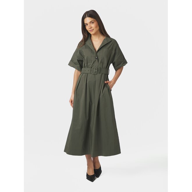 Cina Poplin Dress - Army