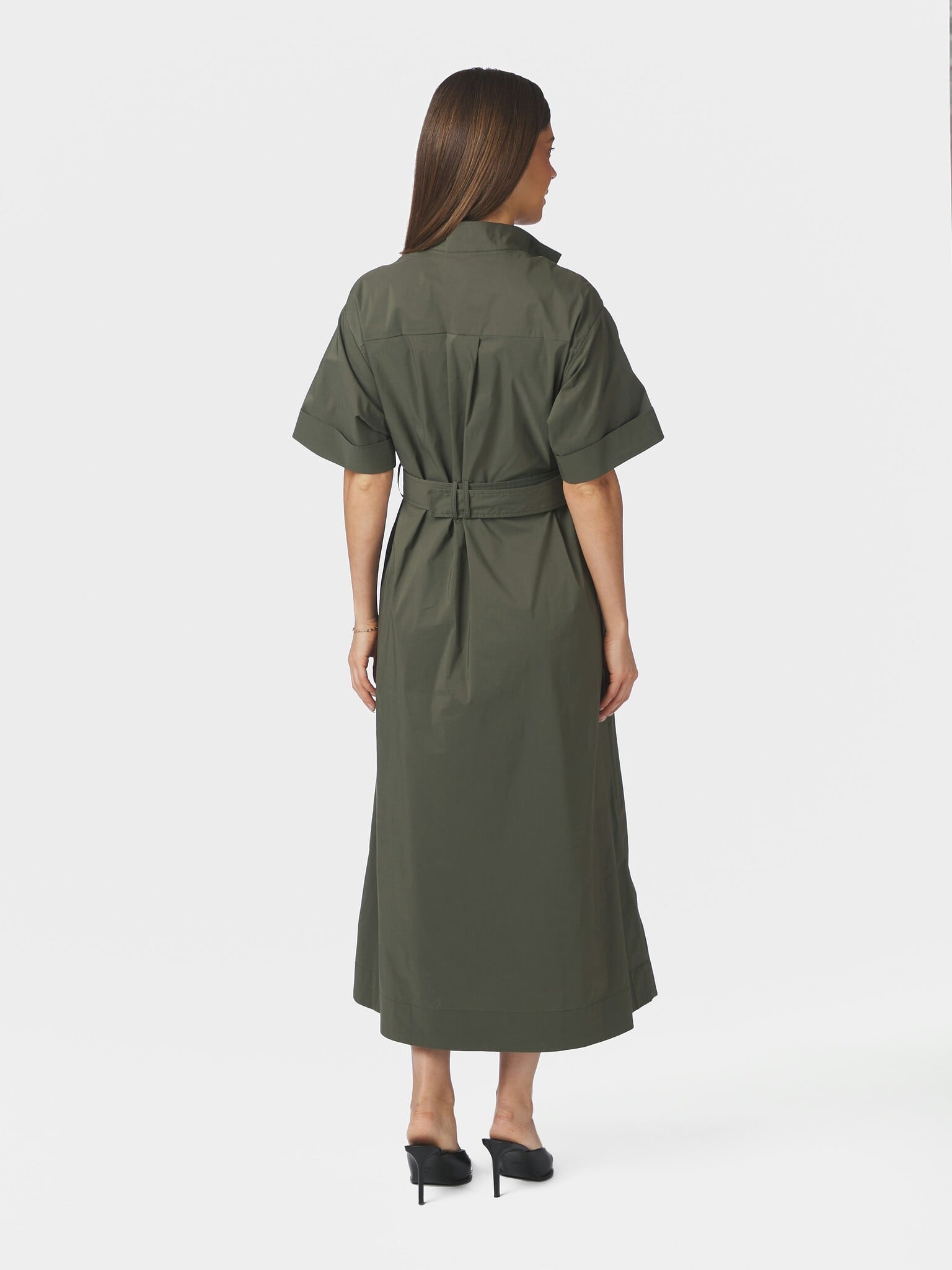 Cina Poplin Dress - Army