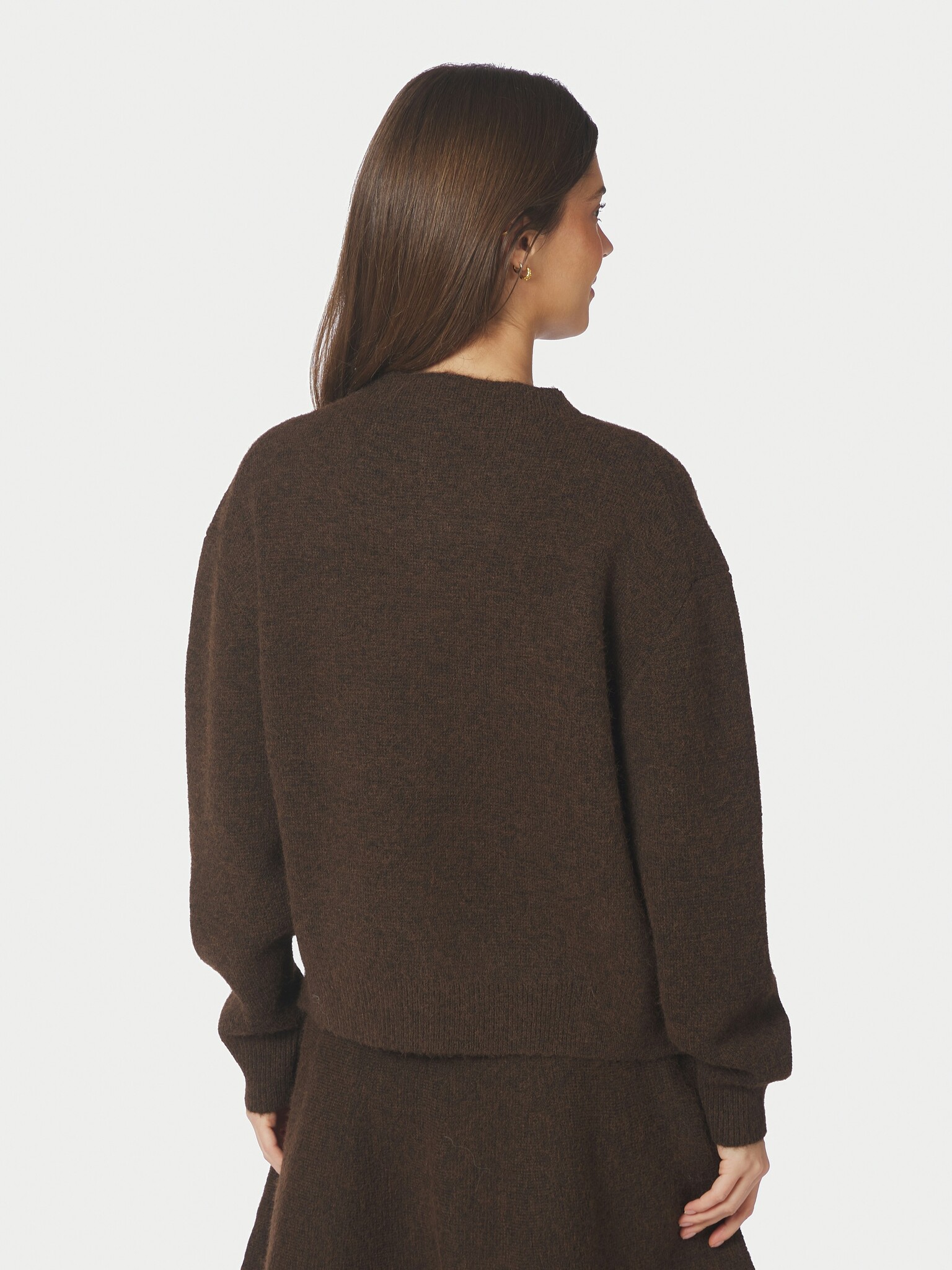 Dione Fluffy Knit Cardigan - Brown Melange