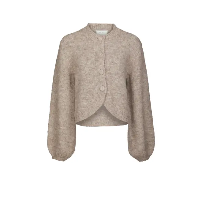Gio Fluffy Knit Cardigan - Beige Melange