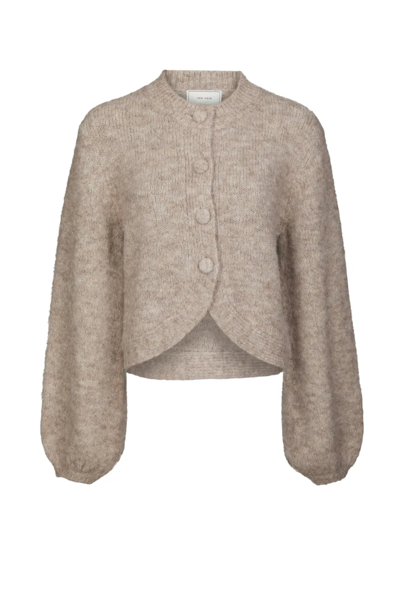 Gio Fluffy Knit Cardigan - Beige Melange