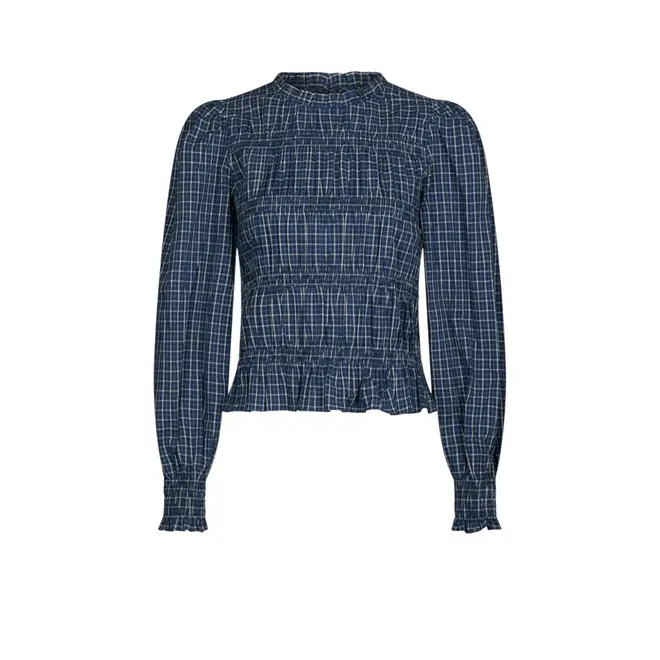 Marcia Check Blouse - Blue