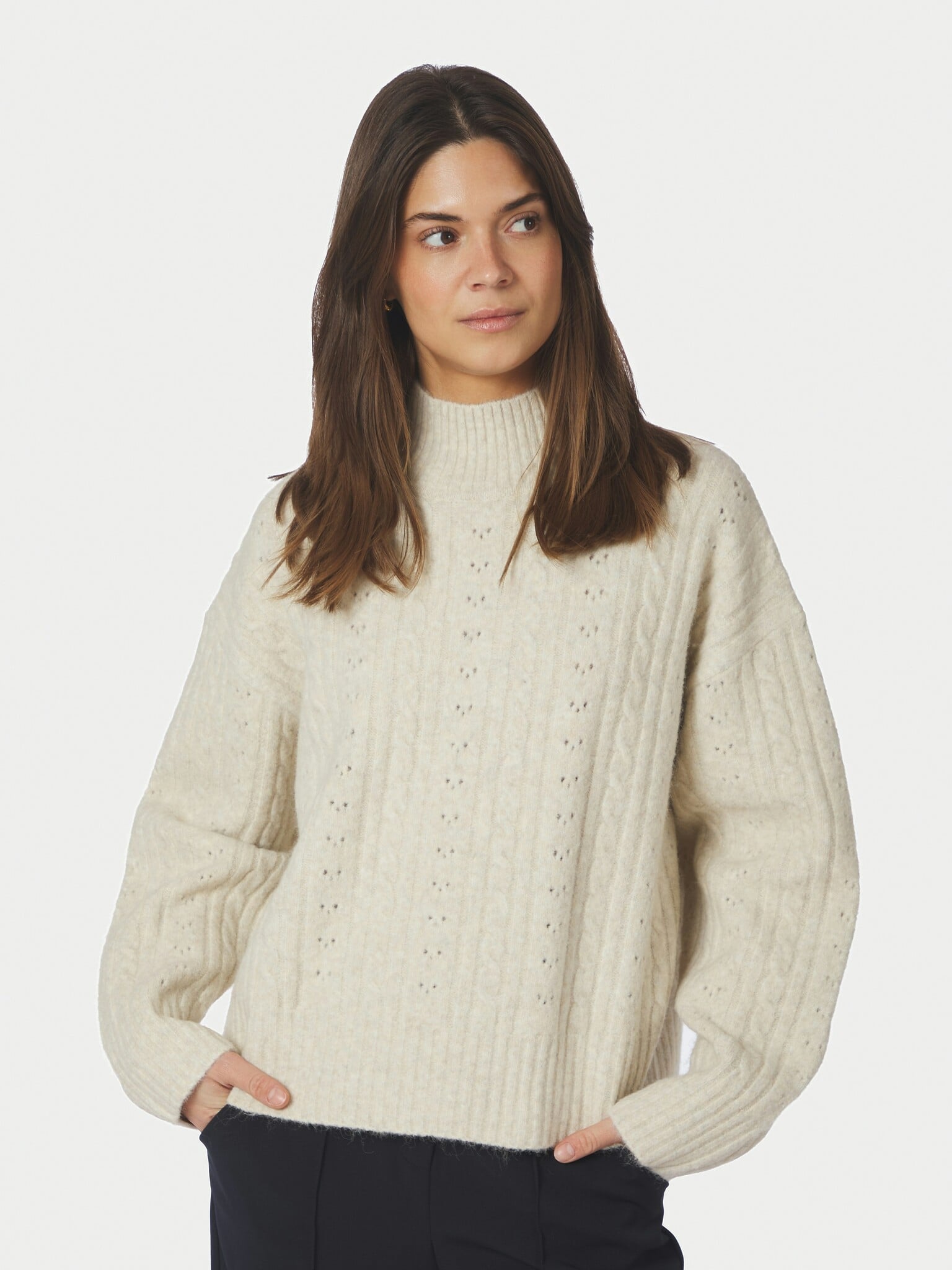 Anda Cable Knit Blouse - Ivory
