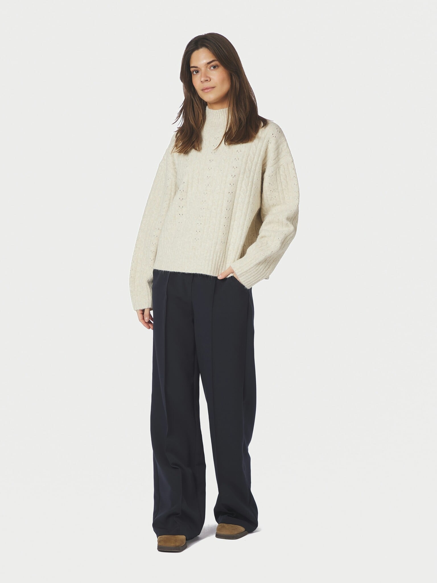 Anda Cable Knit Blouse - Ivory