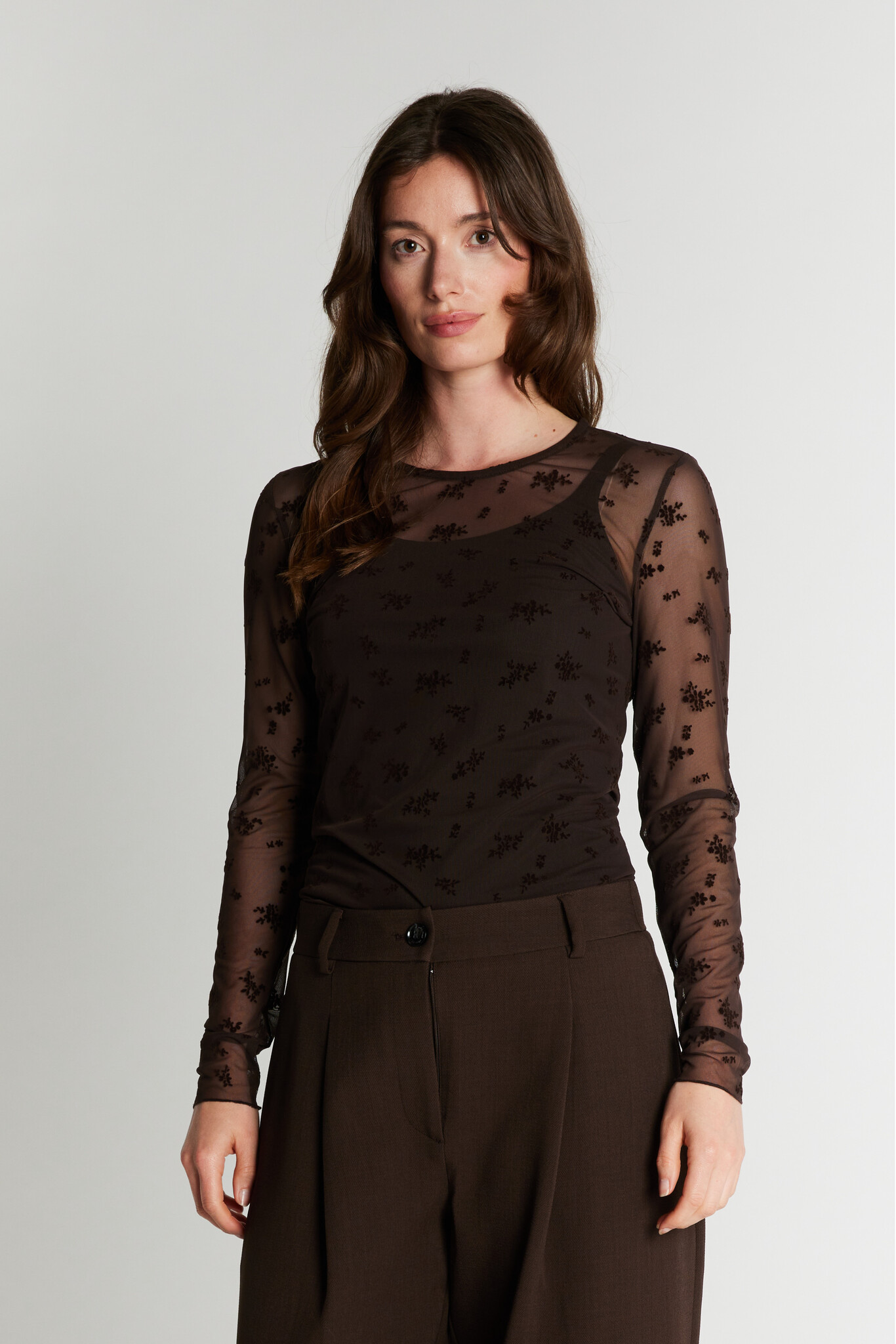Round Neck Blouse - Chocolat