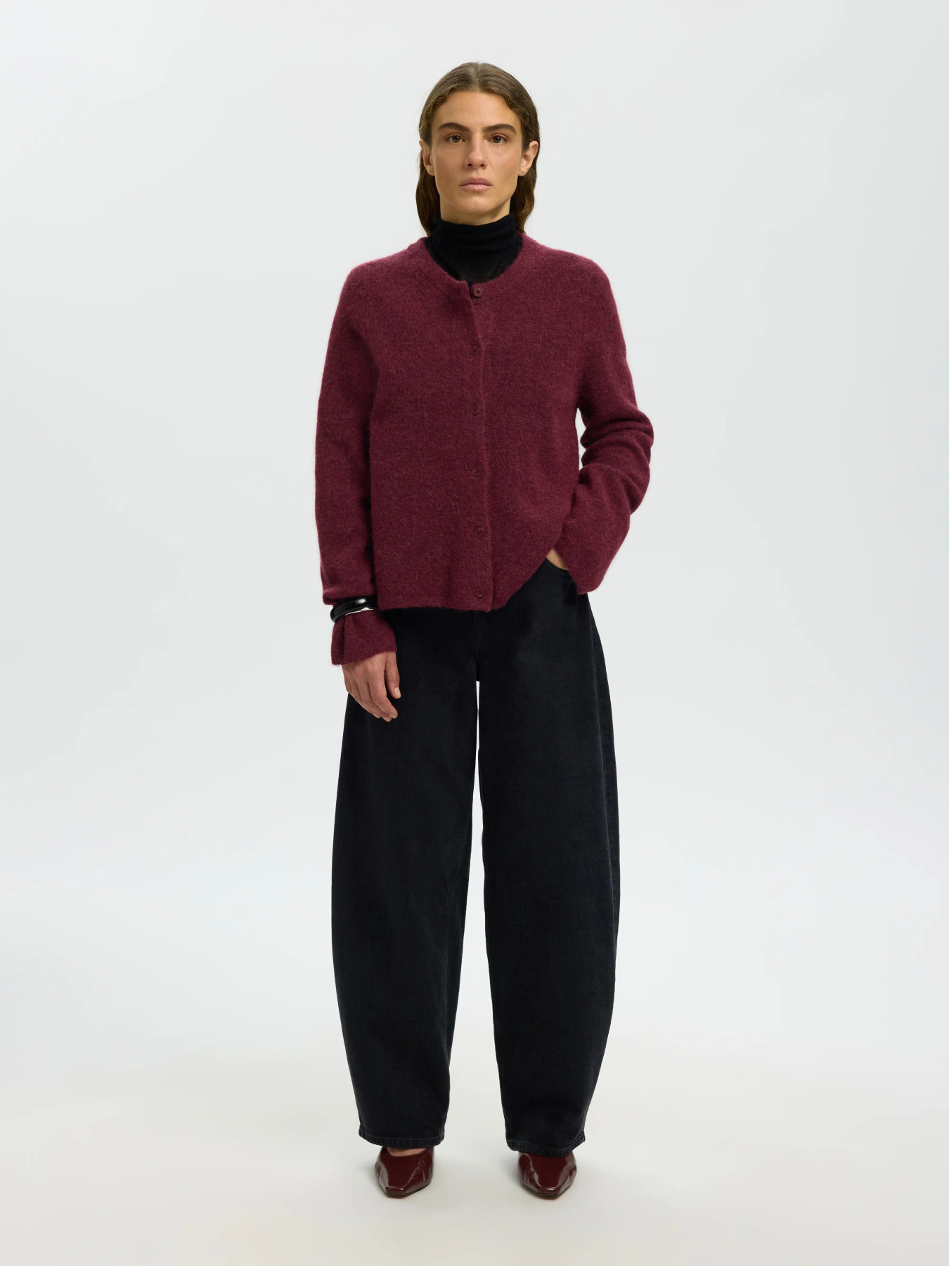 Lulu New Ls Knit Cardigan Noos - Tawny Port