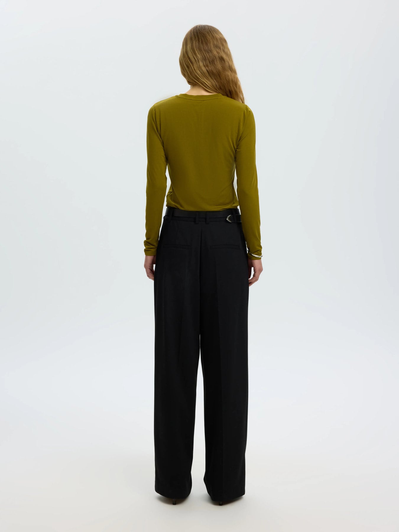 Vendy Ls Knit Wool O-Neck Noos - Avocado Oil