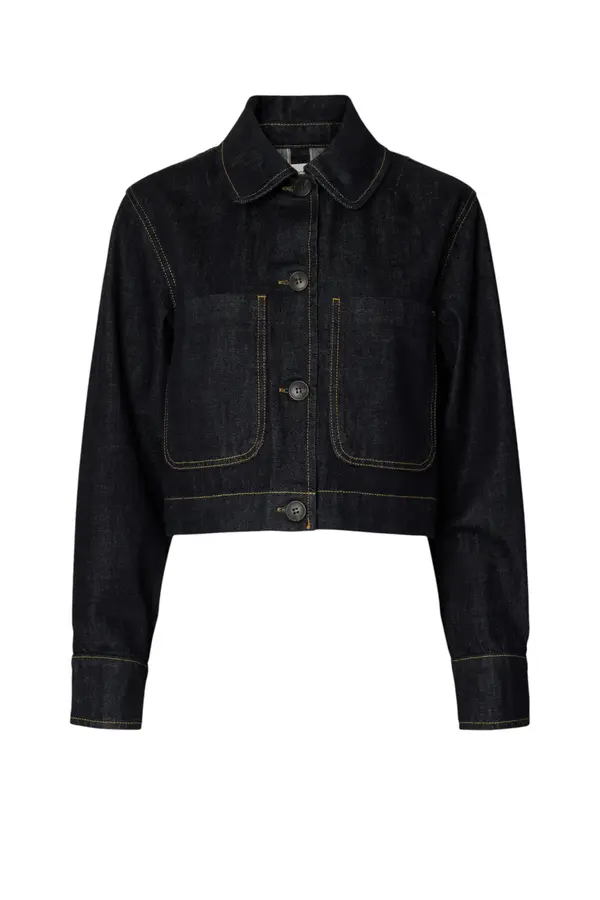 Helly Short Denim Jacket - Dark Blue Denim