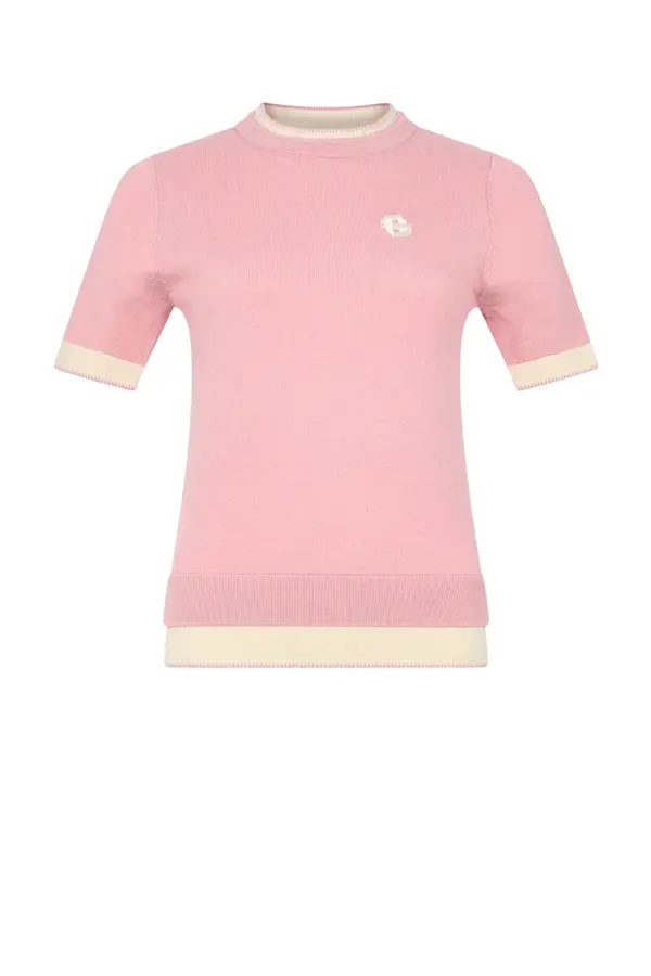 Two-tone Crewneck Sweater - Pink Bleached / Chalk