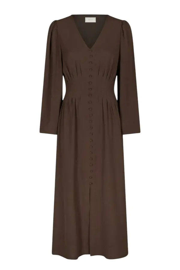 Annelie Solid Crepe Dress - Brown