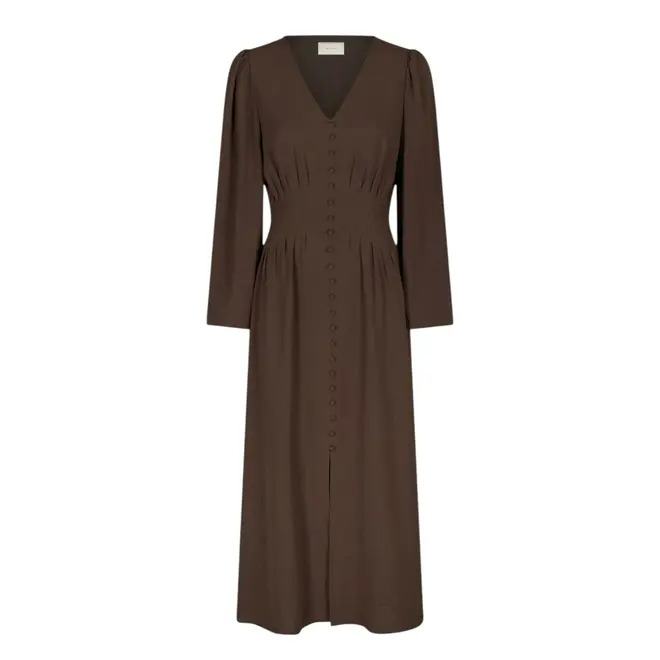Annelie Solid Crepe Dress - Brown