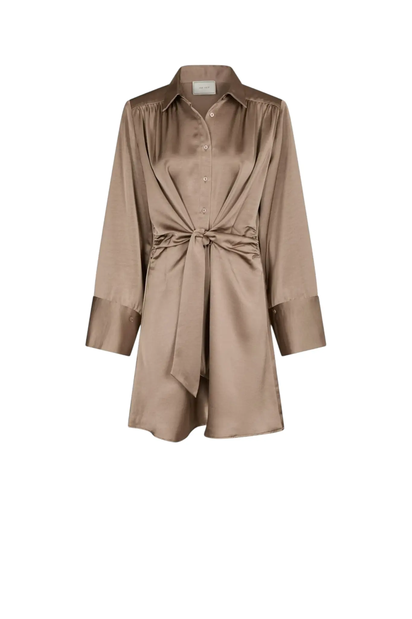 Biria Heavy Sateen Dress - Dark Taupe