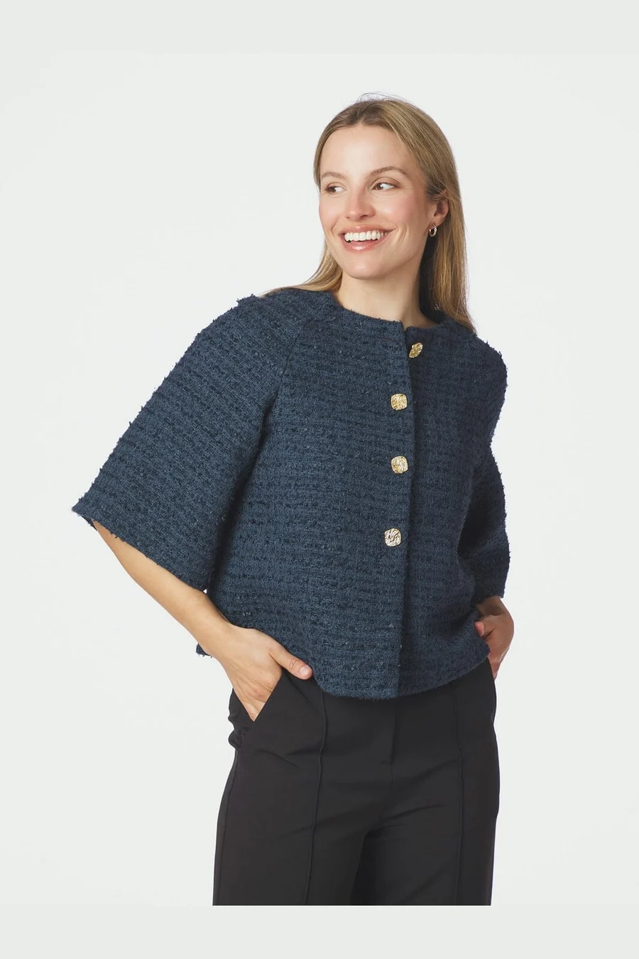 Rosella Boucle Mini Jacket - Blue