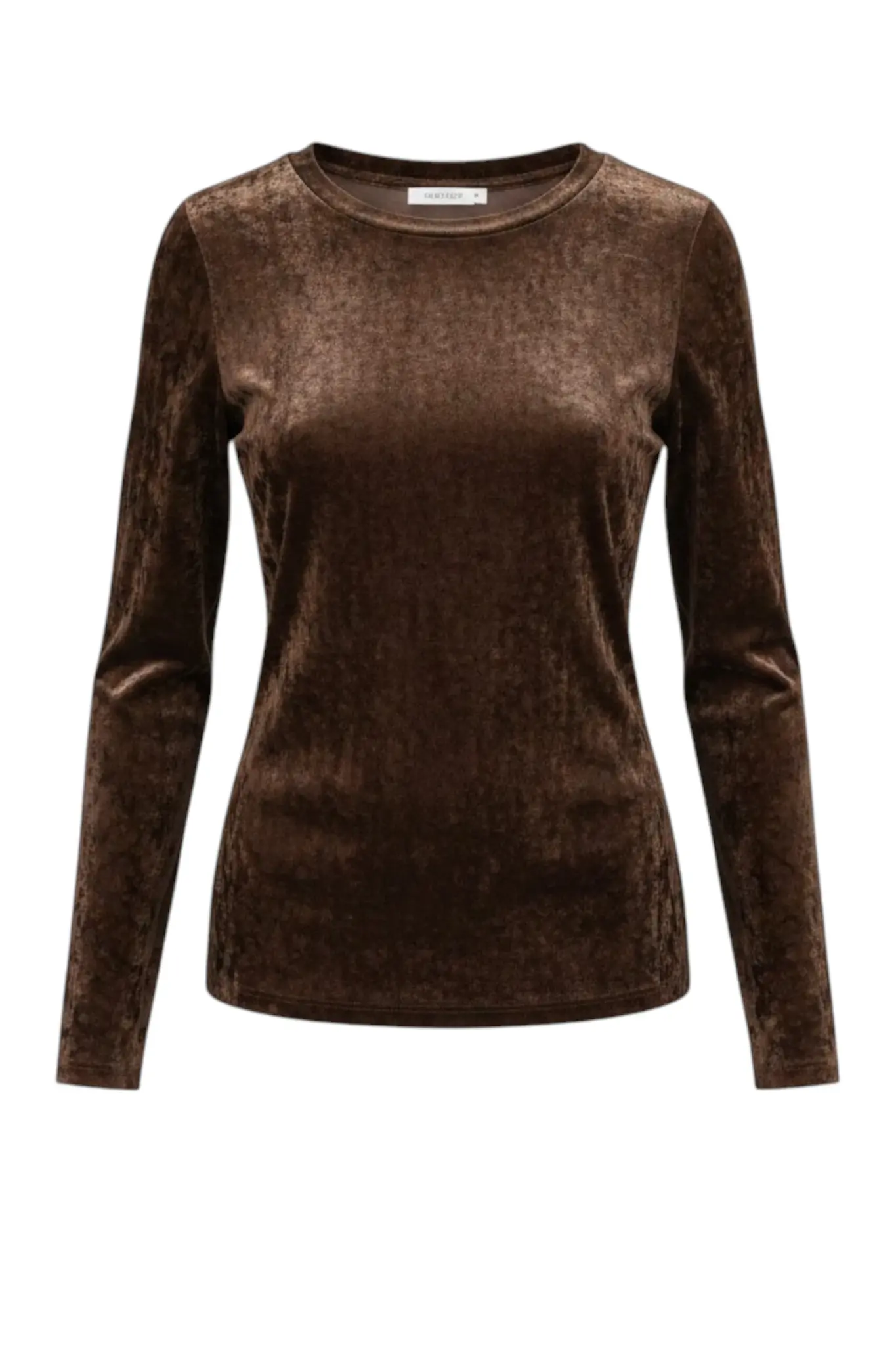 Velvet Long Sleeve Top - Warm Brown