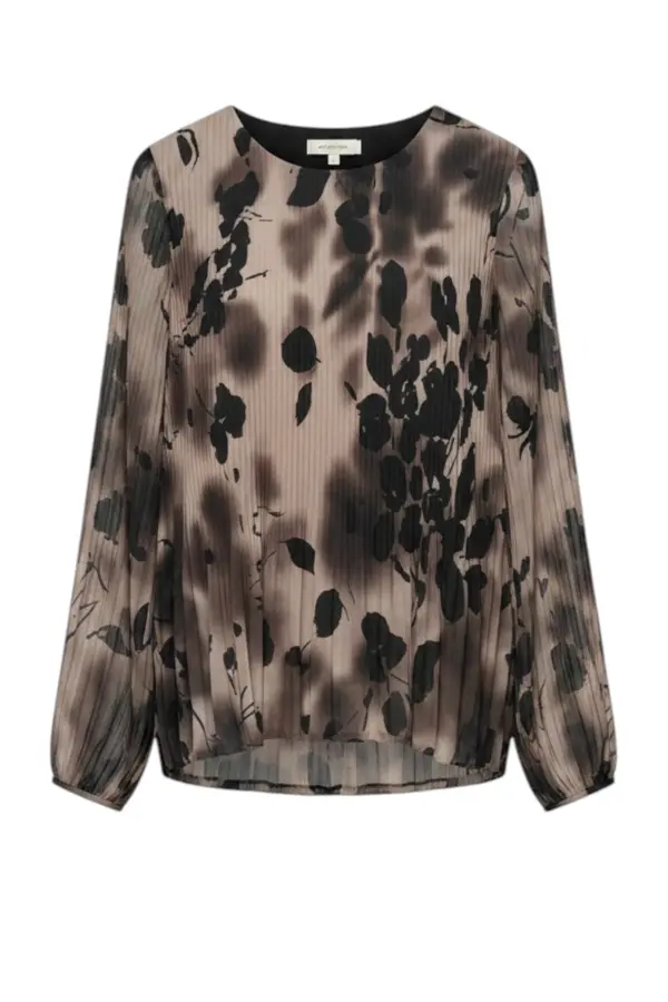 Plisse Blouse - Taupe