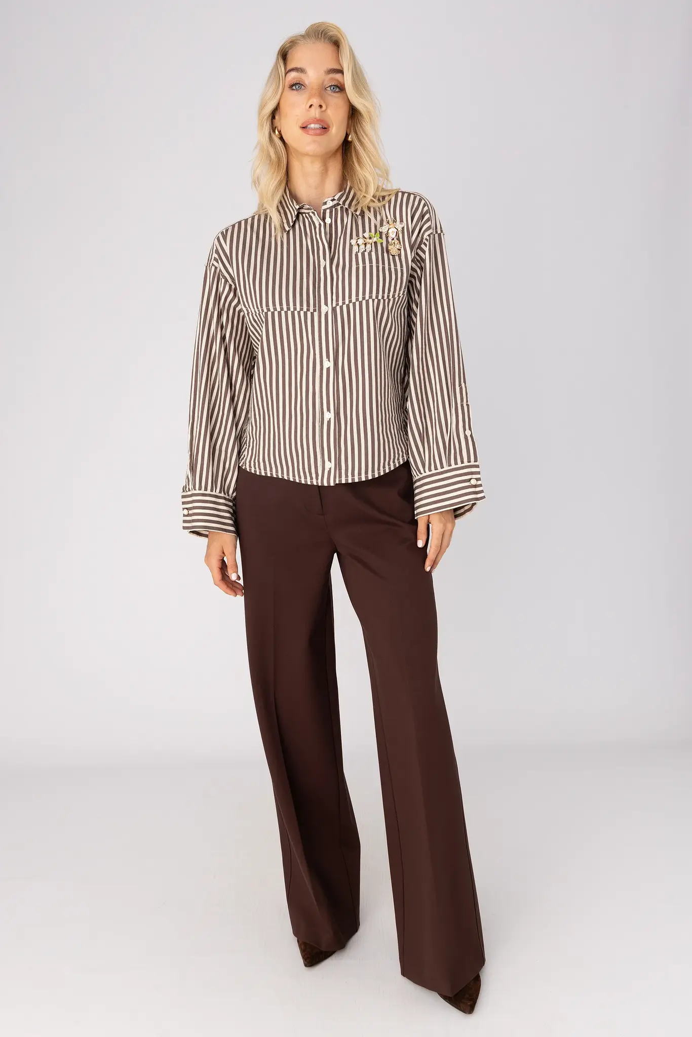 Strepen Blouse - Bruin