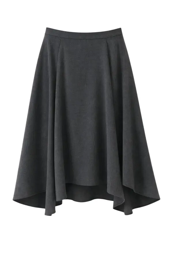 Marta Asymmetrical Viscose Skirt - Antracite