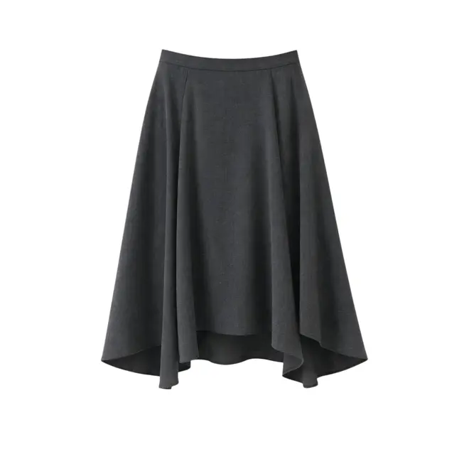 Marta Asymmetrical Viscose Skirt - Antracite
