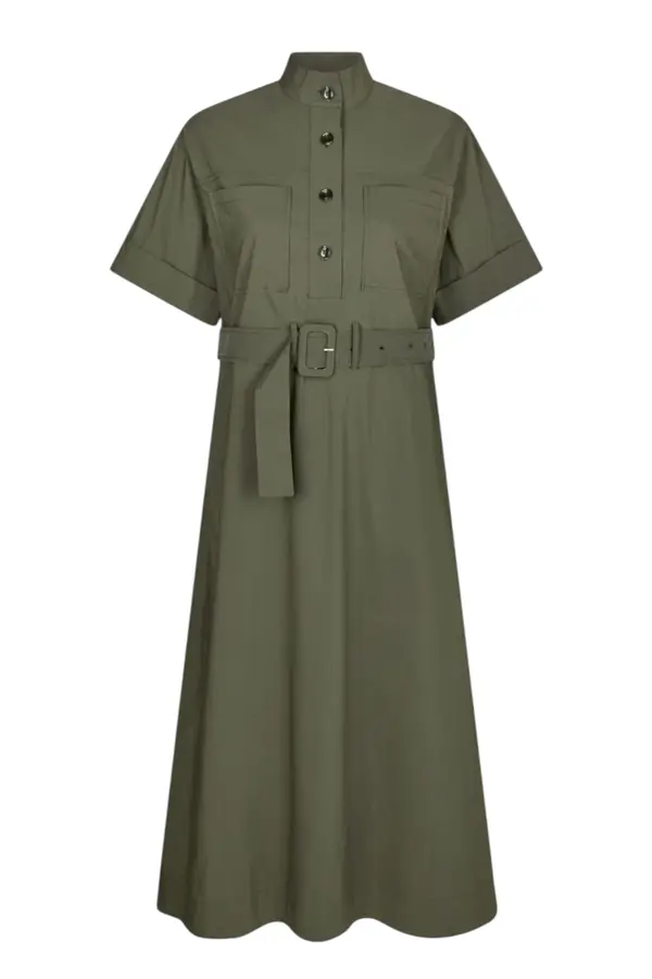Cina Poplin Dress - Army