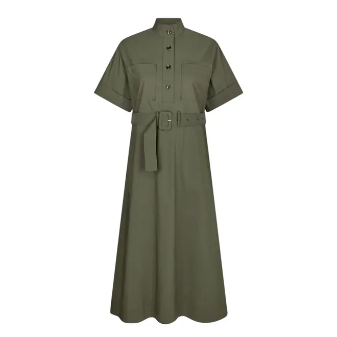 Cina Poplin Dress - Army