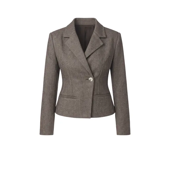 Valia Herringbone Blazer - Dark Brown
