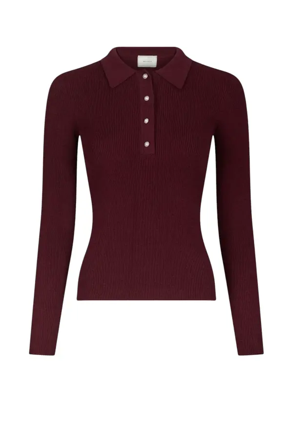 Panama Knit Blouse - Burgundy
