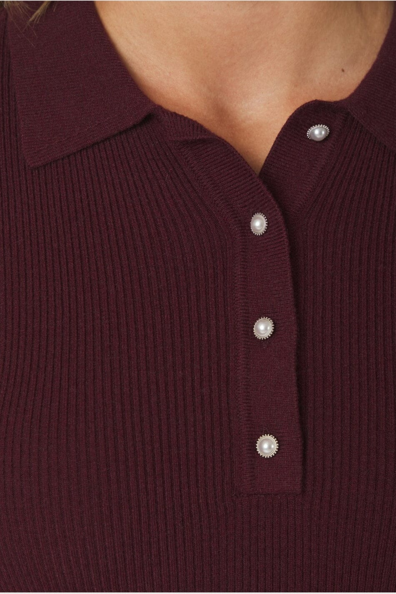 Panama Knit Blouse - Burgundy