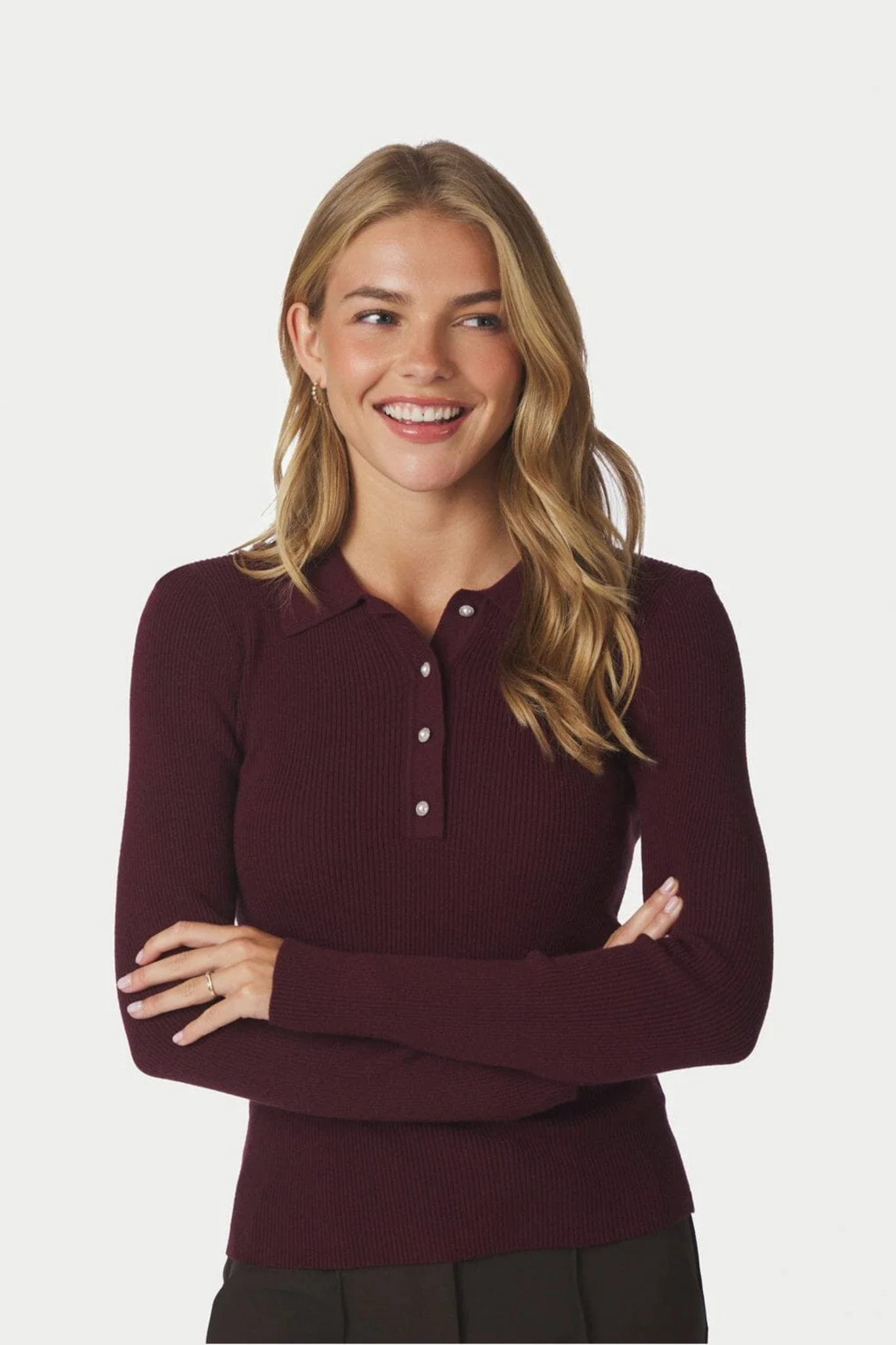 Panama Knit Blouse - Burgundy