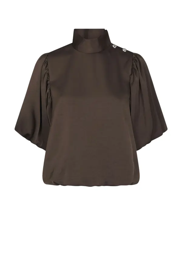 Parisa Heavy Sateen Blouse - Dark Brown