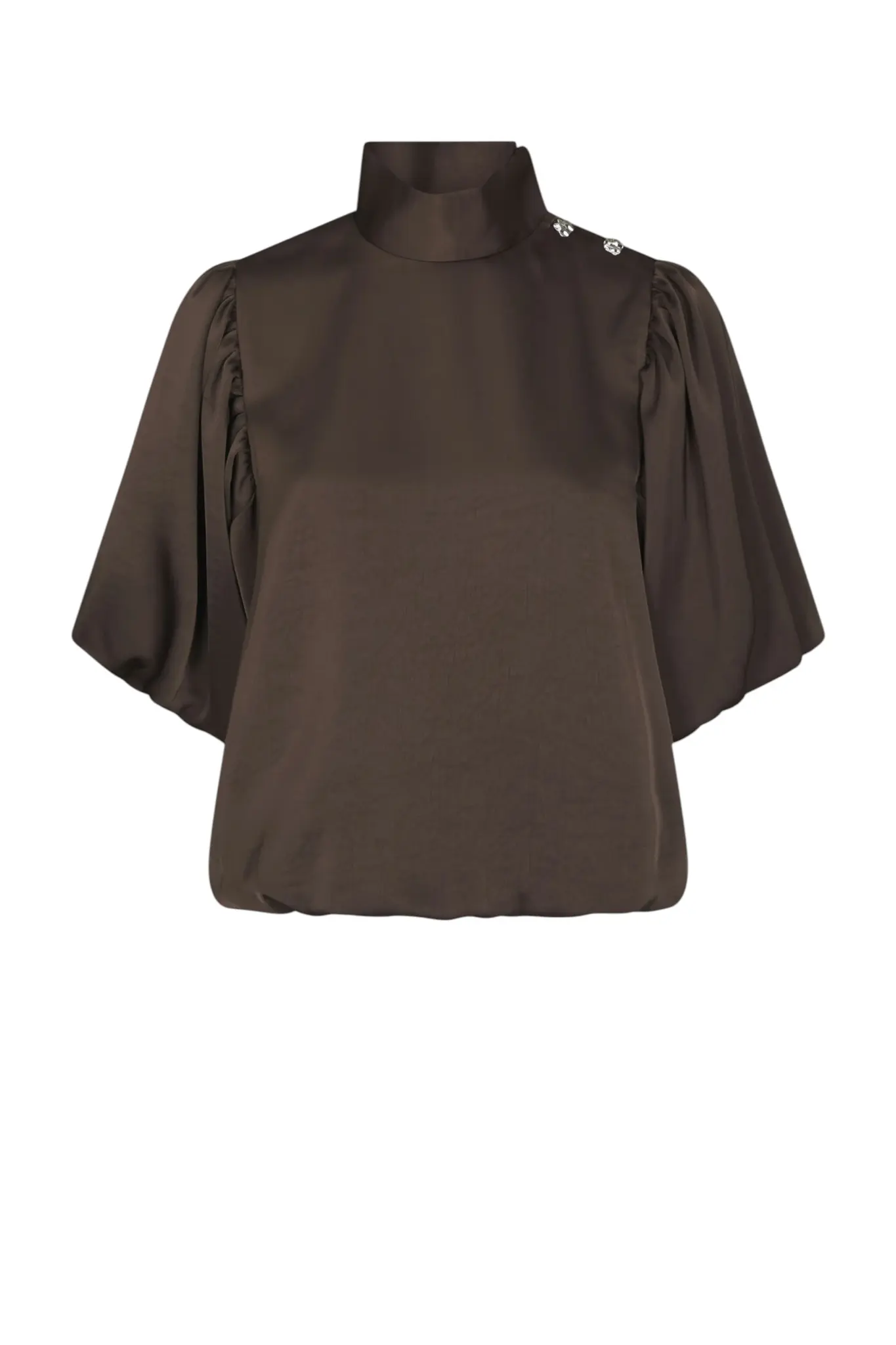 Parisa Heavy Sateen Blouse - Dark Brown