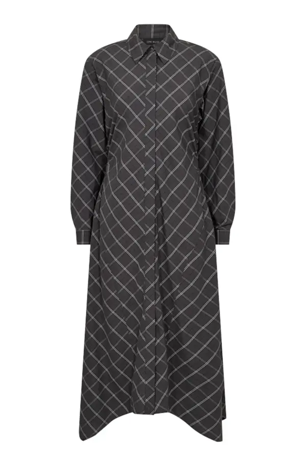 Aurora Dress - Grey Pinstripe Black