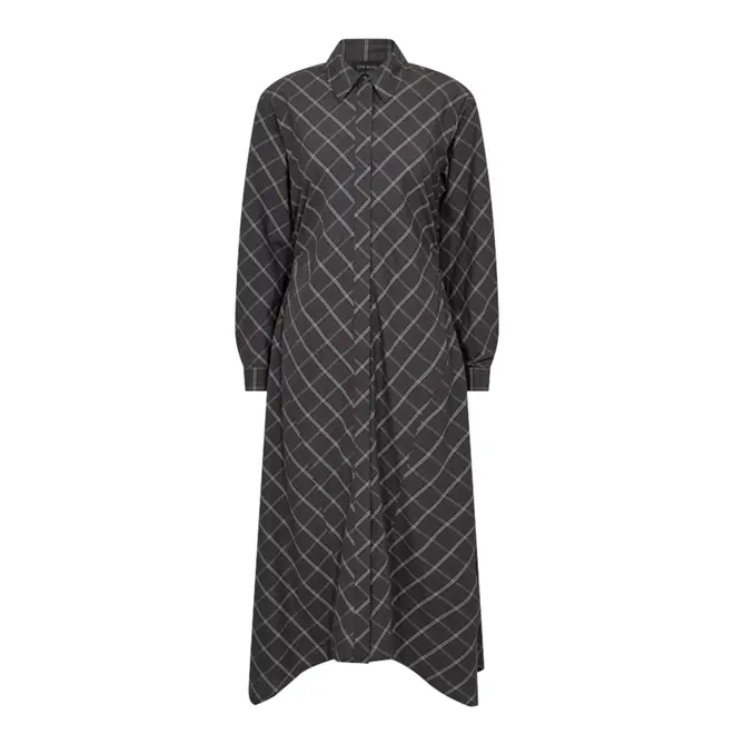 Aurora Dress - Grey Pinstripe Black