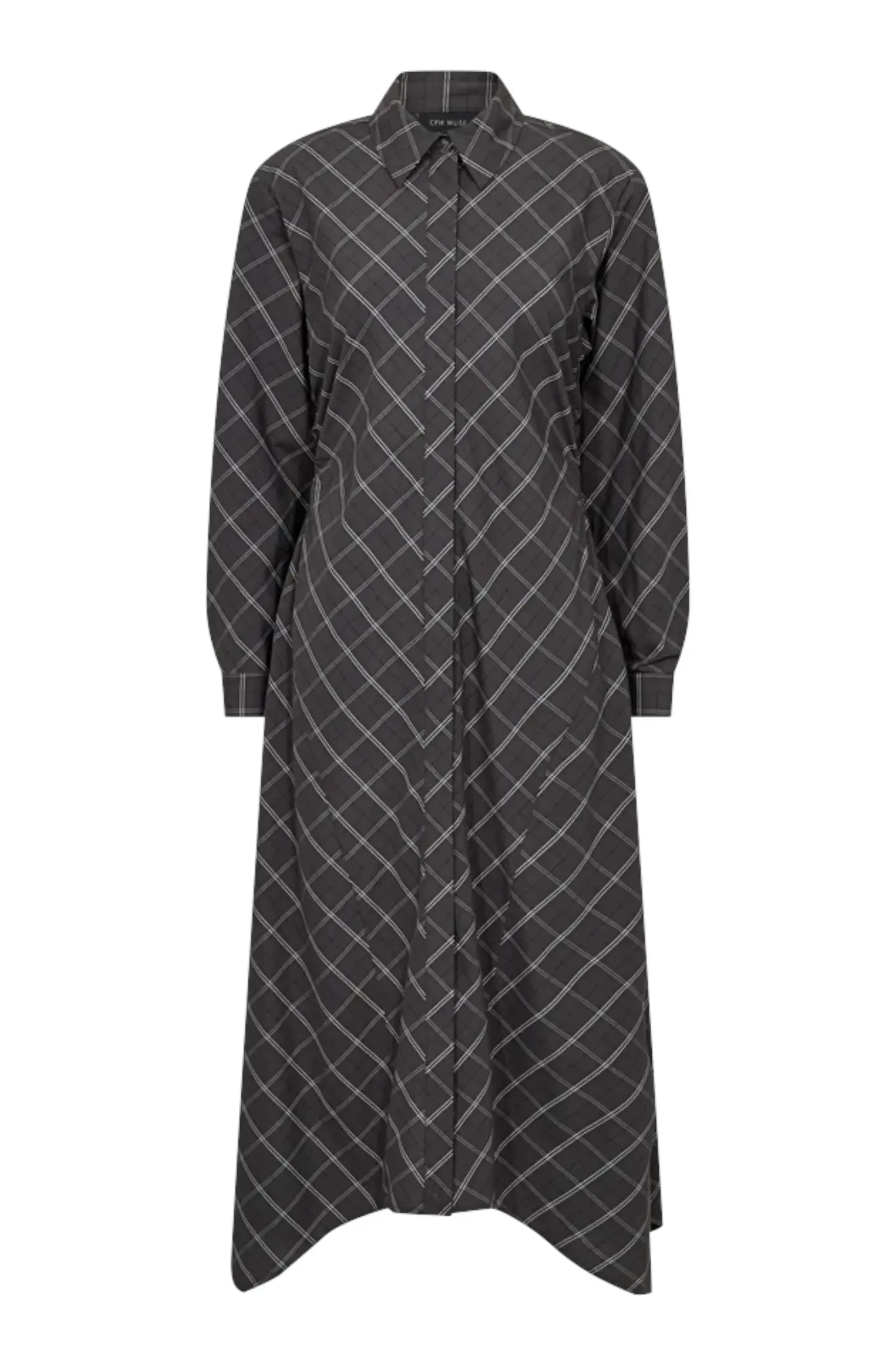 Aurora Dress - Grey Pinstripe Black