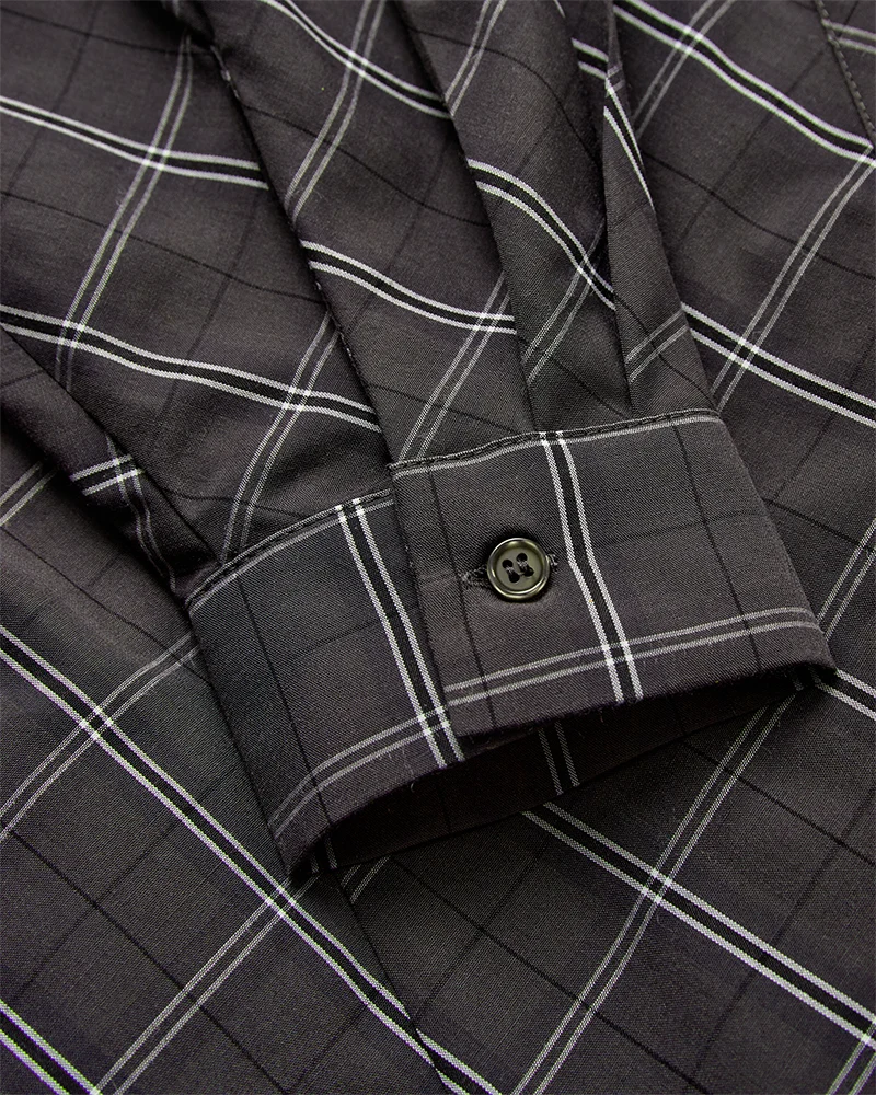 Aurora Dress - Grey Pinstripe Black