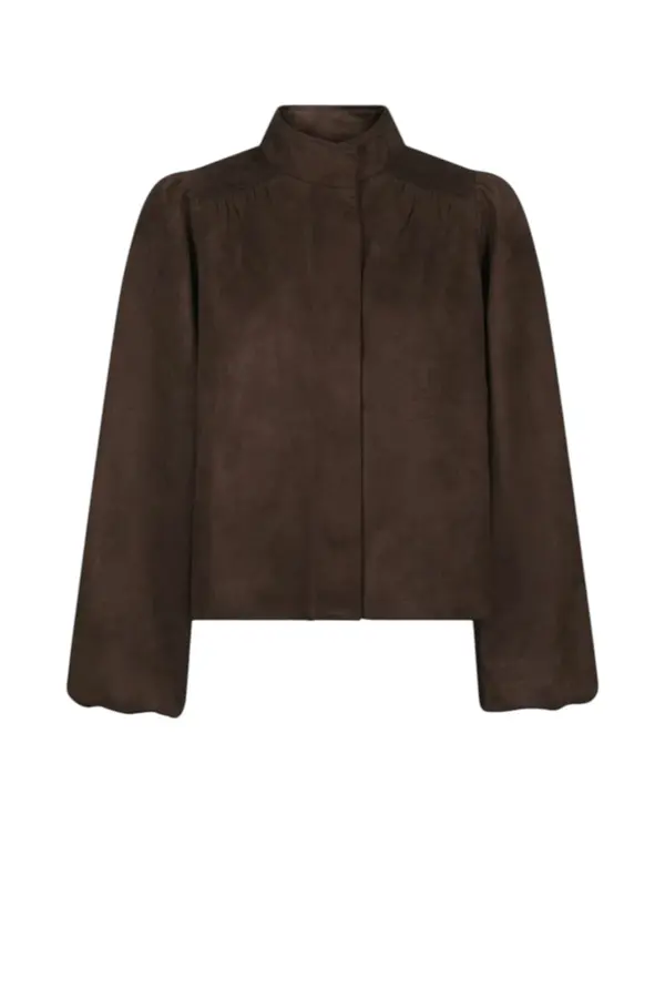 Tirsa Faux Suede Jacket - Dark Brown