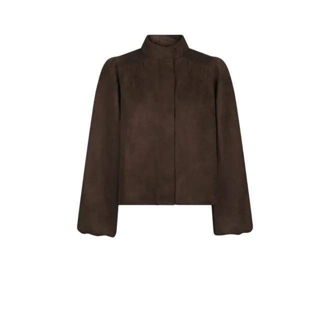 Tirsa Faux Suede Jacket - Dark Brown