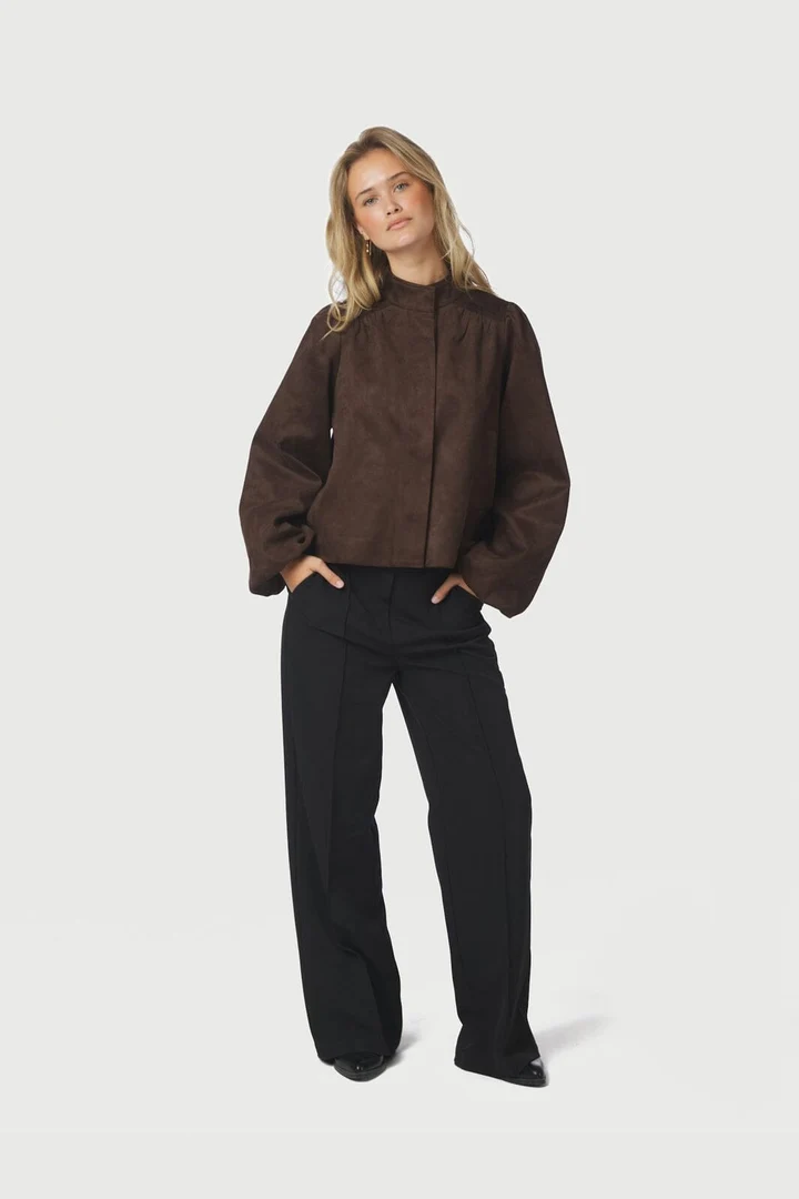 Tirsa Faux Suede Jacket - Dark Brown