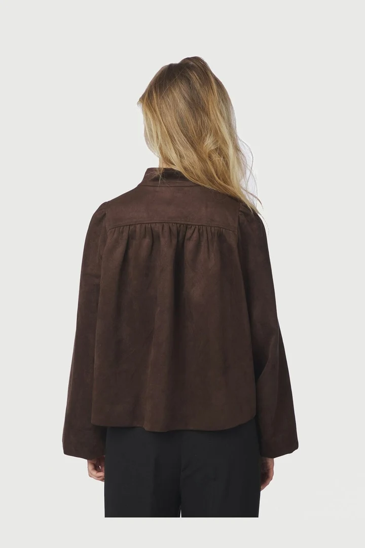 Tirsa Faux Suede Jacket - Dark Brown