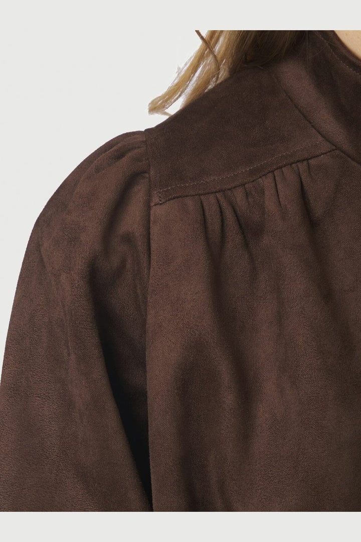Tirsa Faux Suede Jacket - Dark Brown