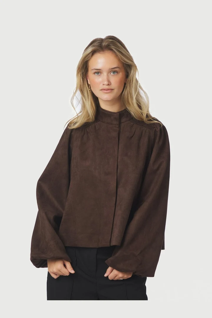 Tirsa Faux Suede Jacket - Dark Brown
